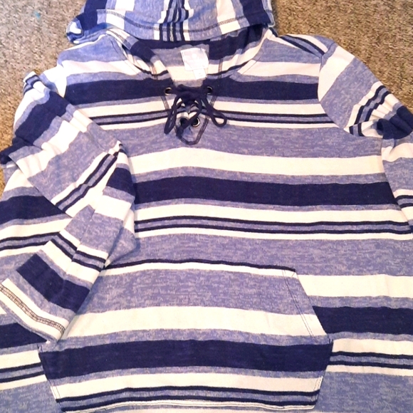 Sunday Blue Striped Hooded Sweatshirt XL - Picture 2 of 5